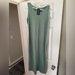 Ekouaer Green Sleeveless Ribbed Maternity Dress